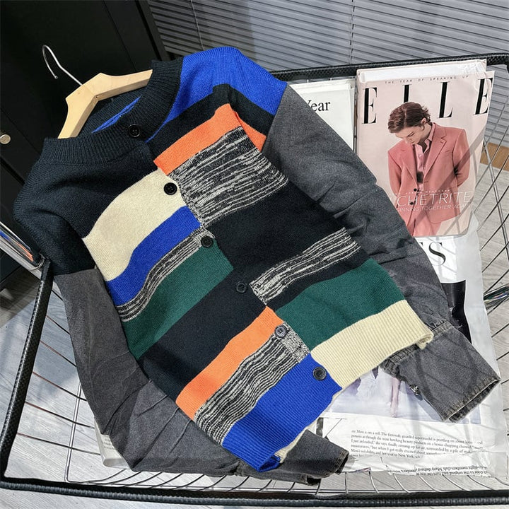 【outer】デニムドッキング配色ニットカーデ　M18316