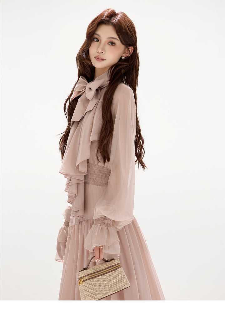 【dress】ボウタイロングワンピース　N3492