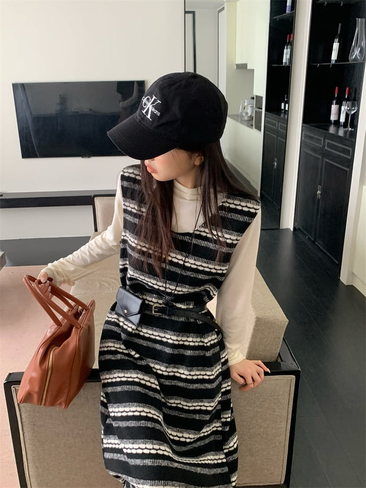 【set】長袖Tシャツ+ベストワンピースセット　M26557