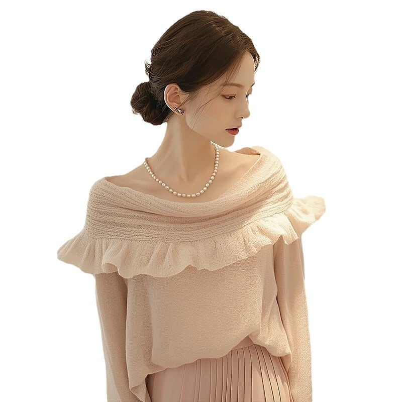 【tops】フリルニットトップス　M26779