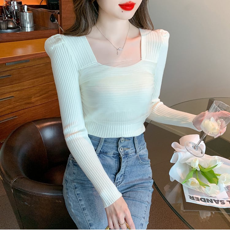 【tops】チュールドッキングニットトップス　M27555