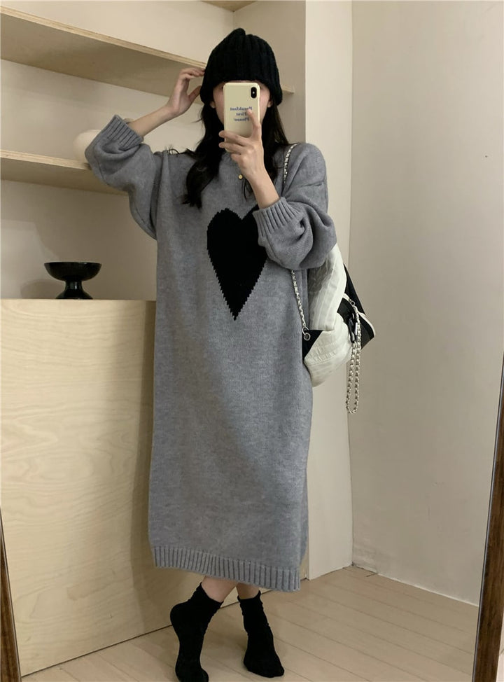 【dress】ハート柄ニットワンピース 　N2240