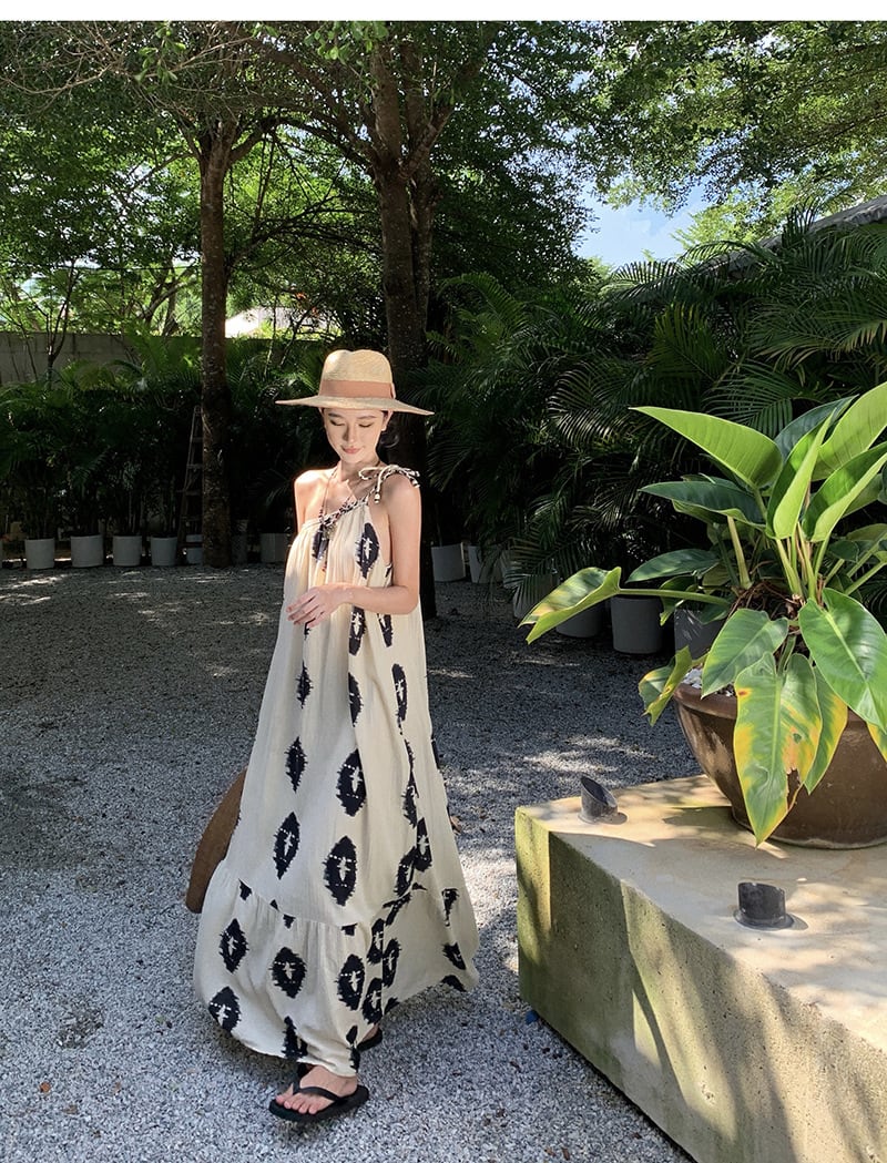 【dress】お洒落旅行レディースプリントワンピース　M16989