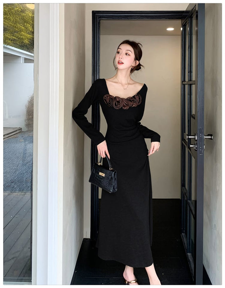 【dress】立体フラワーニットワンピース　M26416