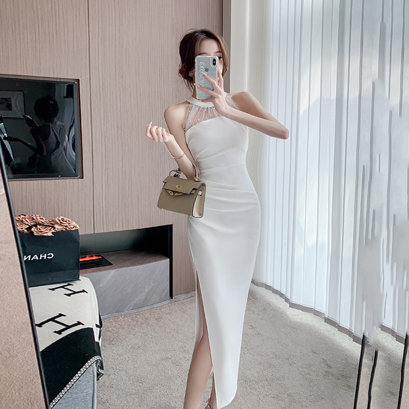 【dress】おしゃれ！ノースリーブスリットワンピース　M17226