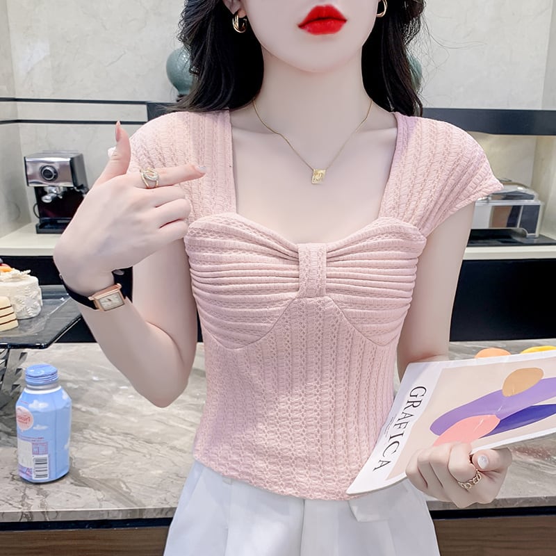 【tops】女子力アップエレガントTシャツ着心地良い　M17340