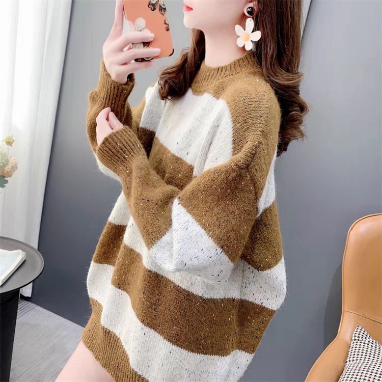 【tops】ボーダー柄ニットセーター　M26468