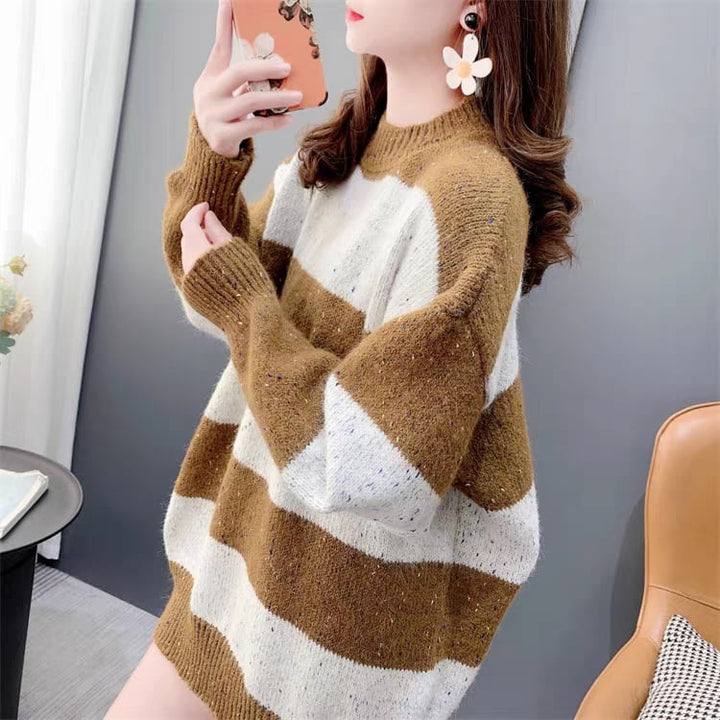 【tops】ボーダー柄ニットセーター　M26468