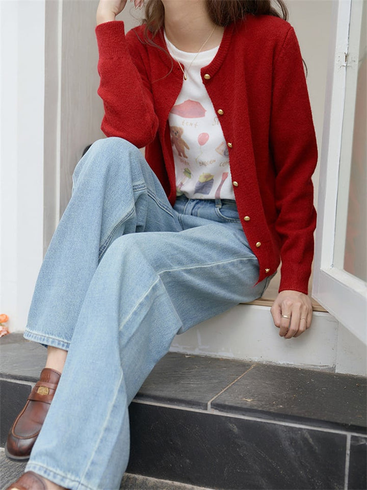 【outer】クルーネックニットカーデ　M25961