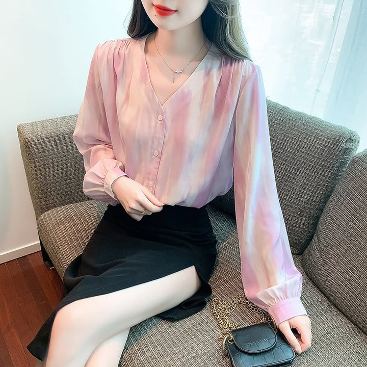 【tops】Vネックシャツトップス　M18305