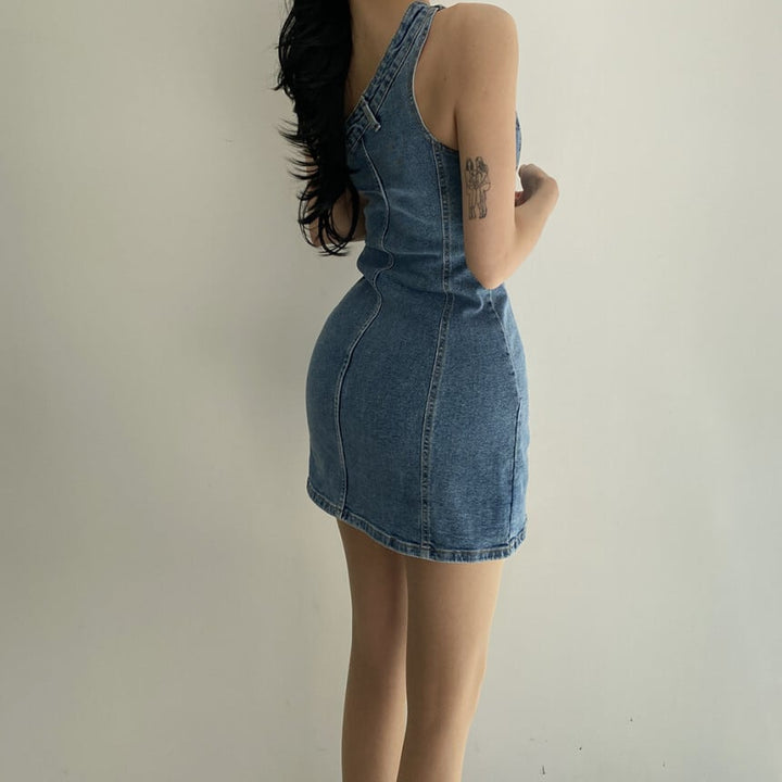【dress】オフショルダーデニムワンピース　M25031