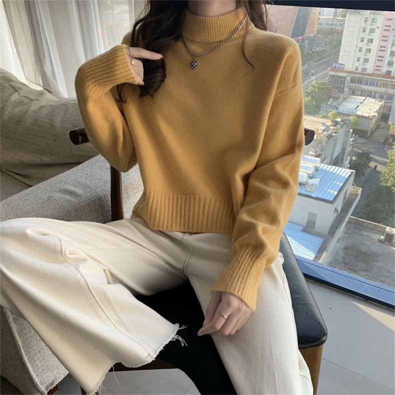 【tops】無地ニットセーター　M26441