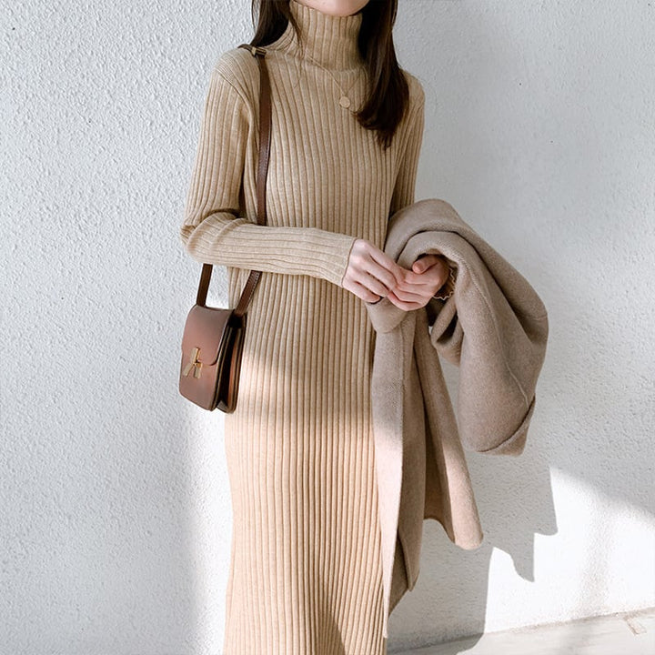 【dress】人気アイテム ! ハイネックニットワンピース　M17662