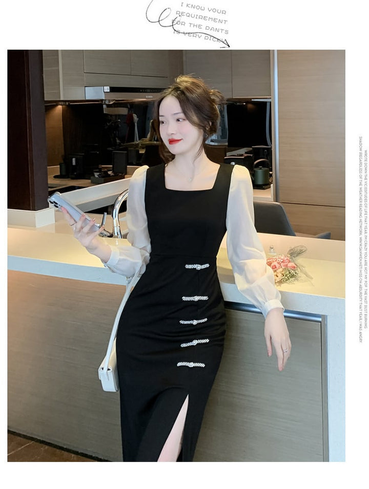 【dress】今季マストバイエレガント切り替えワンピース　M17420