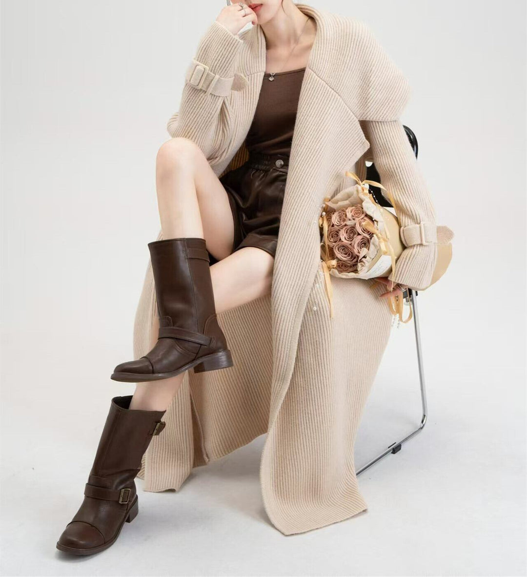 【outer】ロング丈ニットカーデ　M26872