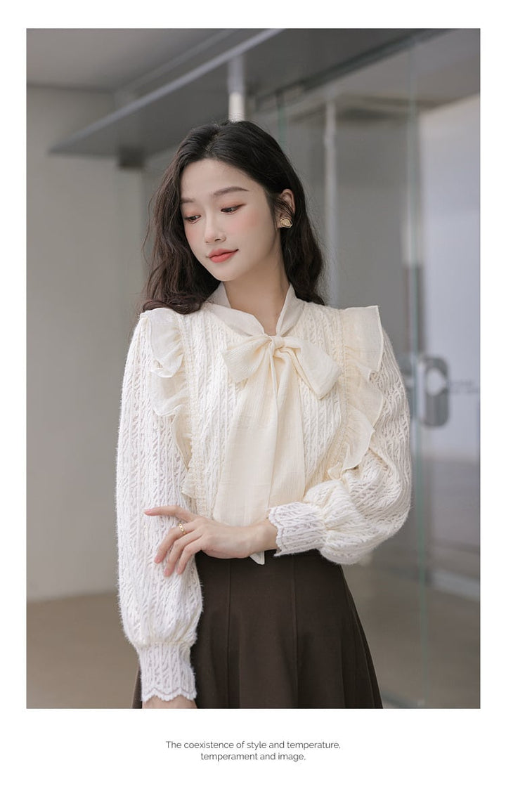 【tops】リボン付きシャツトップス　M21001
