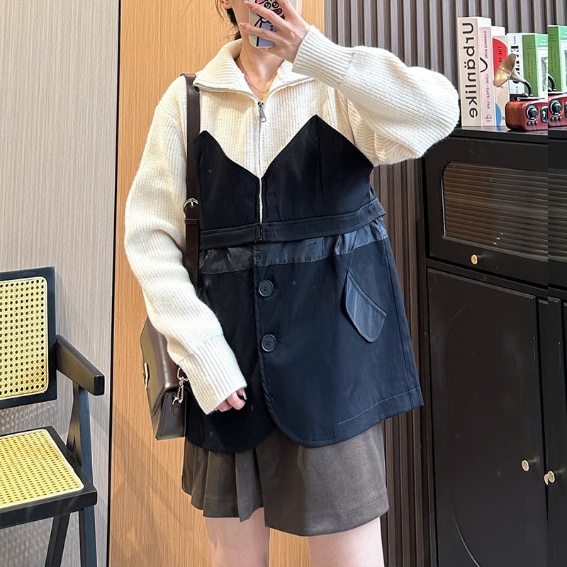 【outer】ファスナードッキングニットセーター　M17878