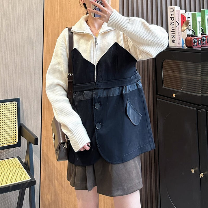 【outer】ファスナードッキングニットセーター　M17878