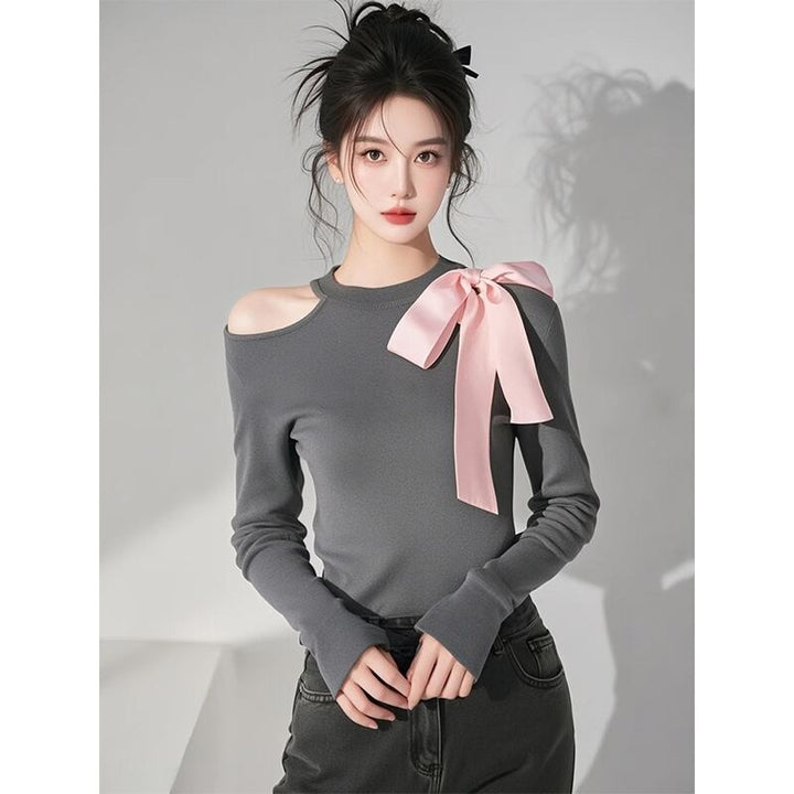 【tops】オフショルダー長袖Tシャツ　M29471
