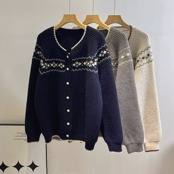 【outer】刺繍ニットカーデ　M29045
