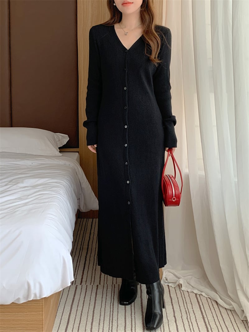 【outer】ロング丈スリットニットカーデ　M26801