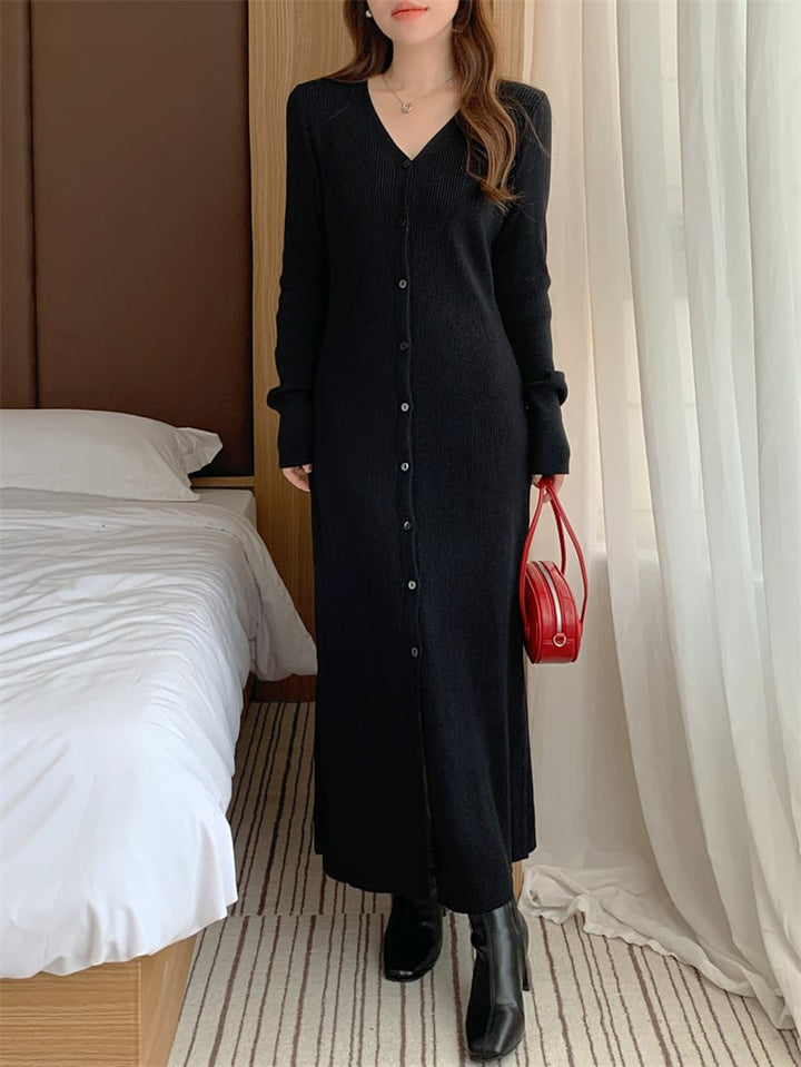 【outer】ロング丈スリットニットカーデ　M26801