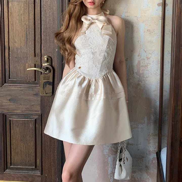 【dress】リボン付きレースワンピース　M24184