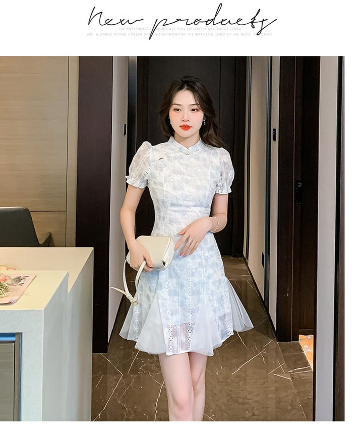 【dress】美人度アップエレガント刺繍デートワンピース　M17127