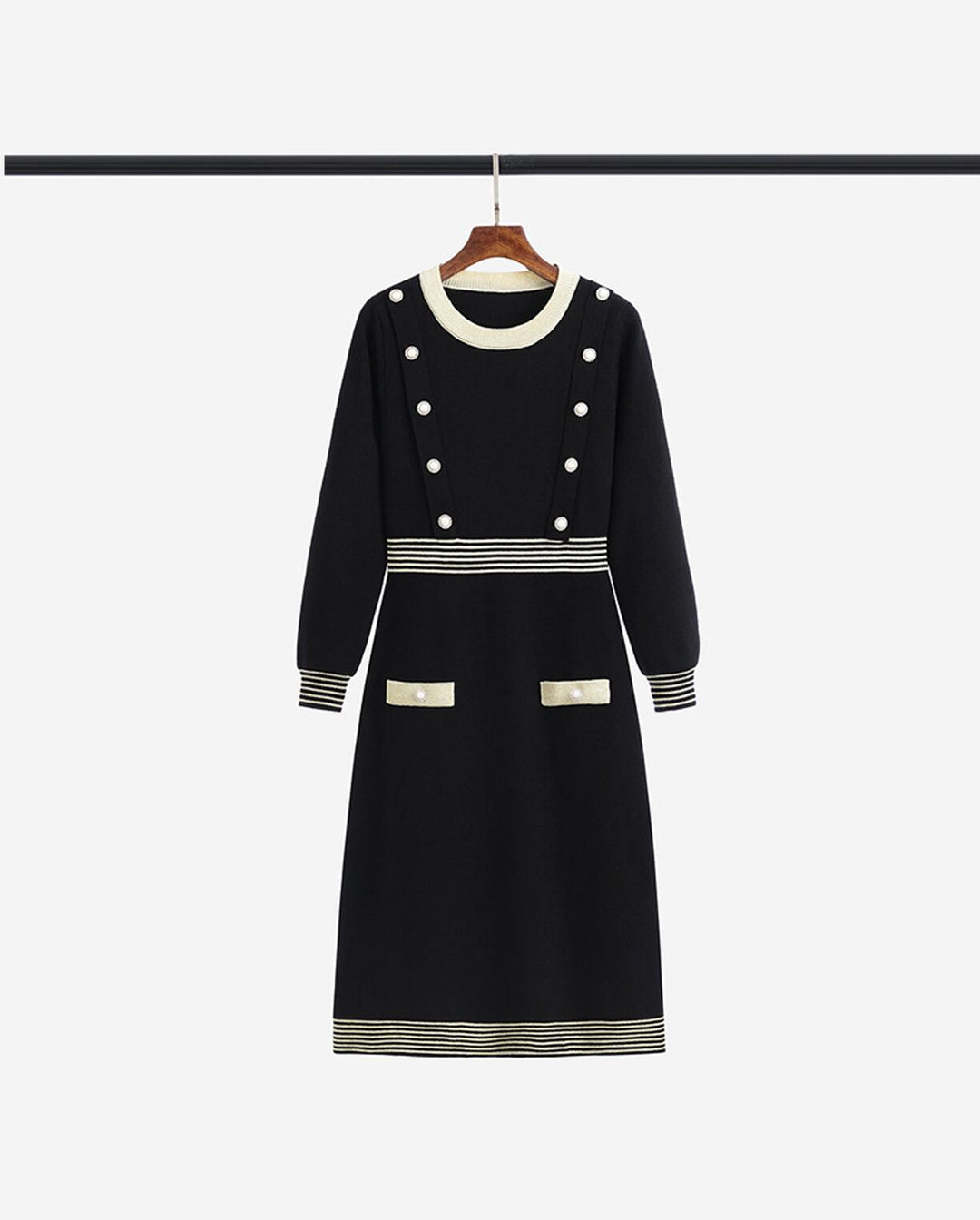 【dress】ボーダー柄ニットワンピース Q7299