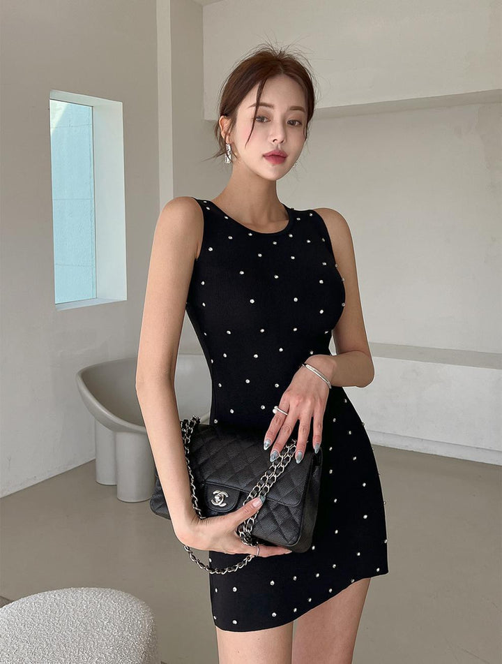 【dress】ノースリーブビジューワンピース　M25261