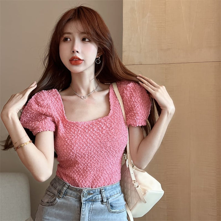【tops】パフスリーブTシャツ　M25094