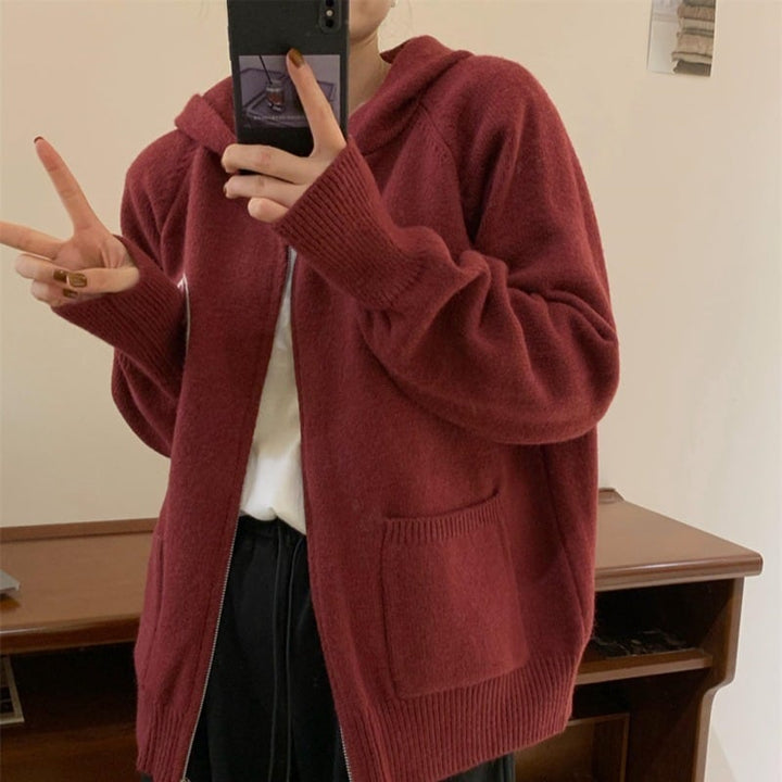 【outer】フード付きニットアウター　M18960