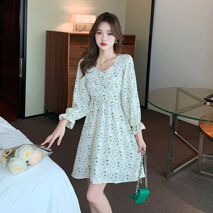 【dress】好感度UP一目惚れ清新花柄ワンピースオシャレ　M17068