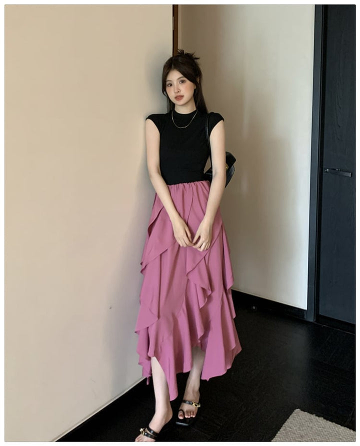 【dress】不規則 イレギュラードッキングワンピース　M23909