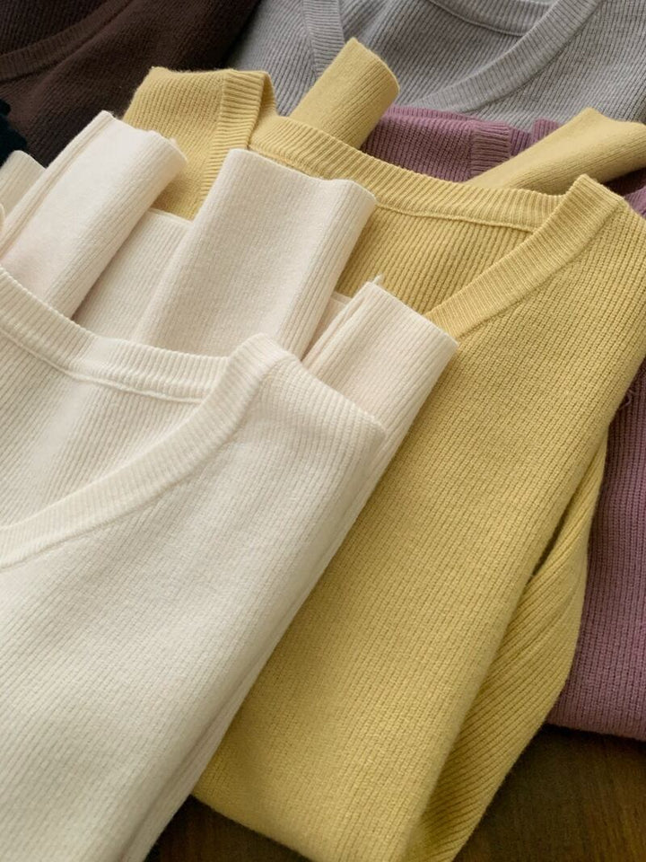 【tops】Vネックニットトップス　M26835