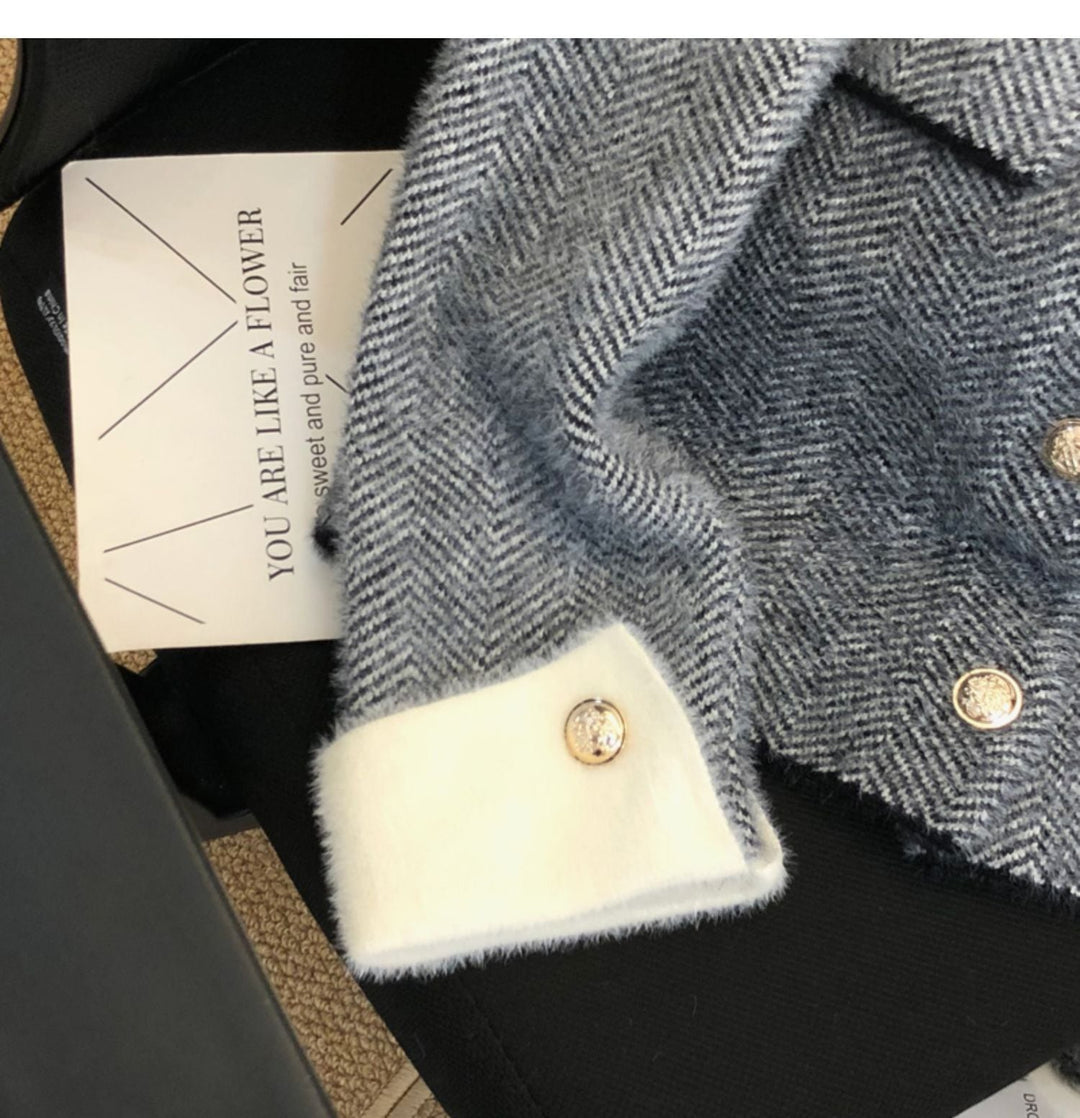 【outer】POLOネックボタンデザインニットジャケット　M17771