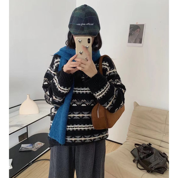 【tops】ジャカードニットセーター　M27796