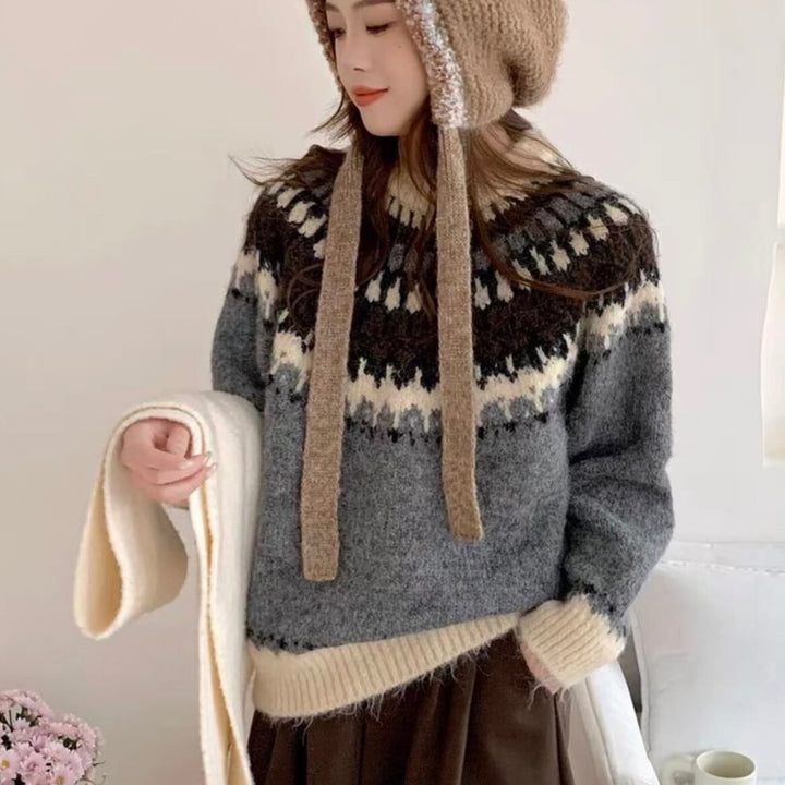 【tops】ジャカードニットセーター　M27874