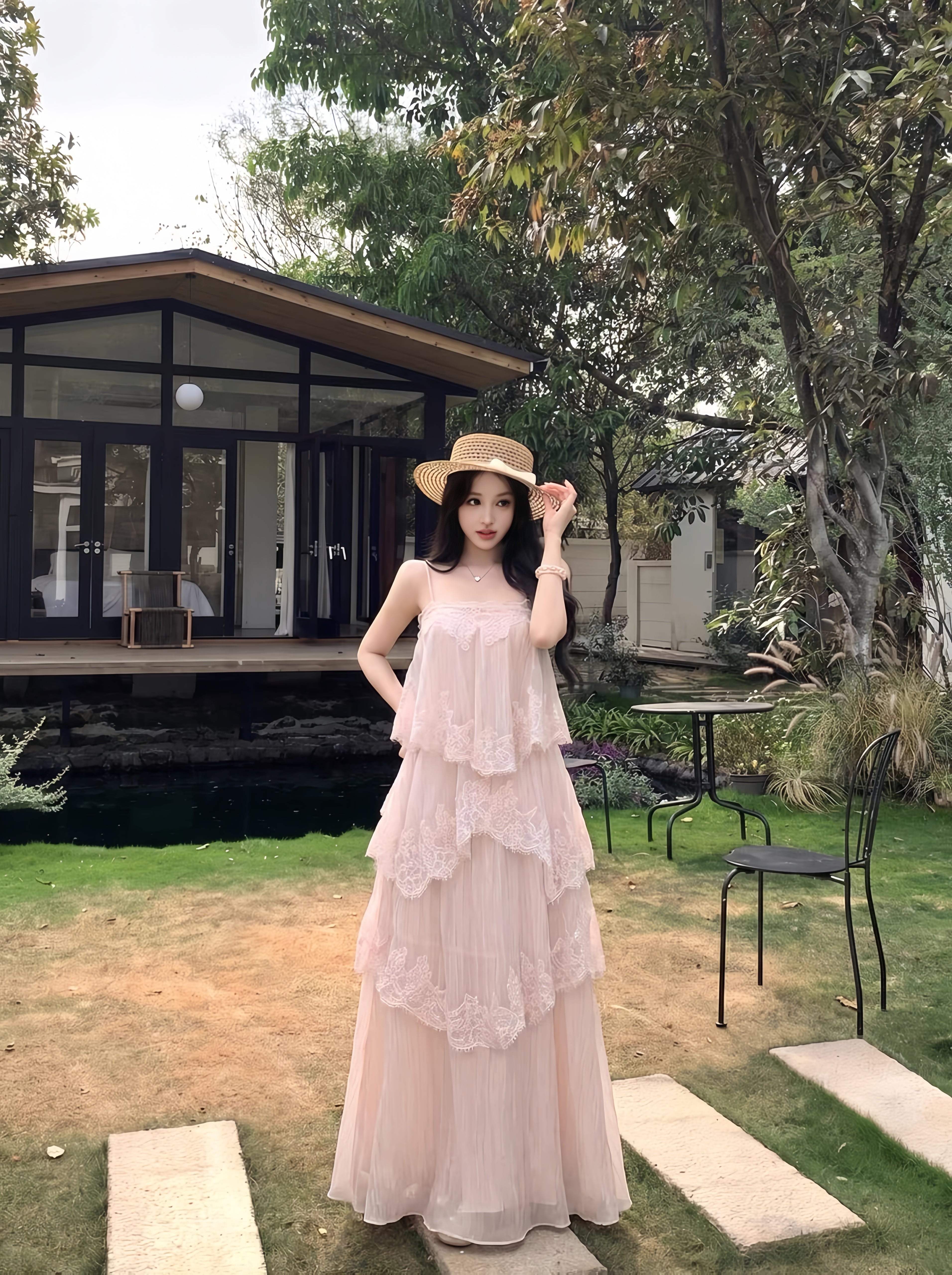 dress】レースドッキングティアードキャミワンピース K0557 – NANASTYLE