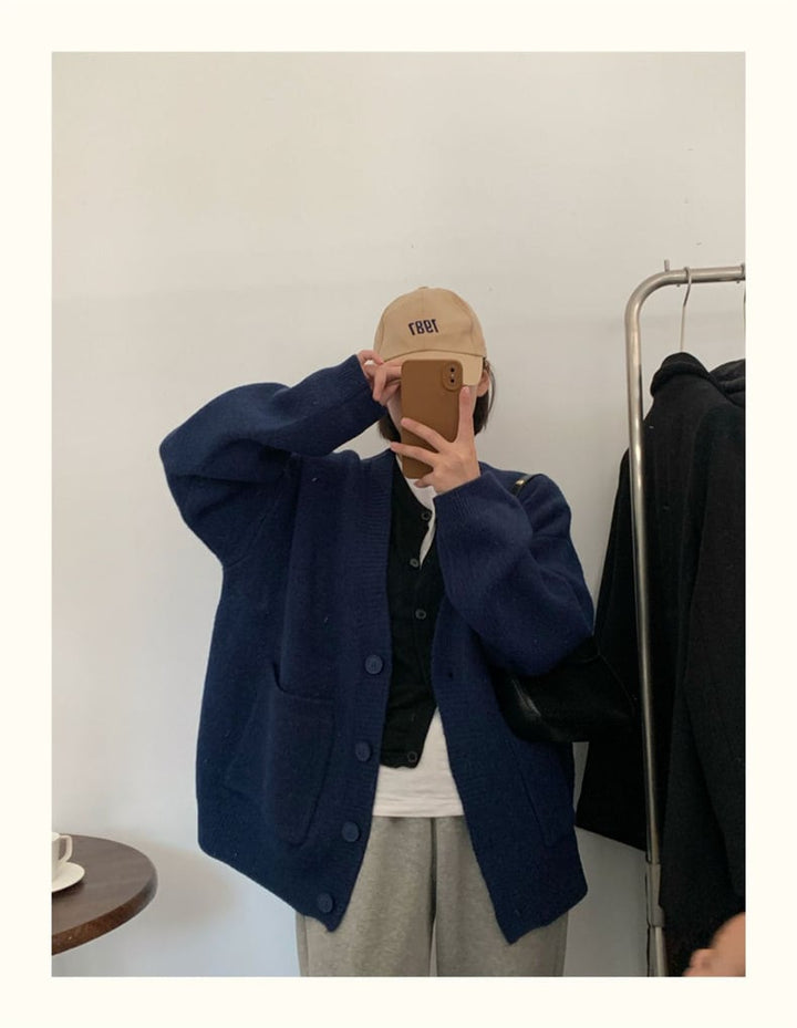 【dress】無地Vネックニットカーディガン　M17703