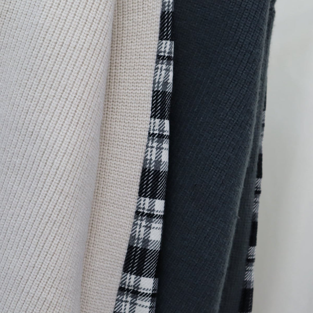 【outer】チェック柄ドッキングニットカーデ　M18259