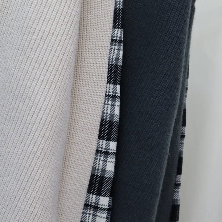 【outer】チェック柄ドッキングニットカーデ　M18259
