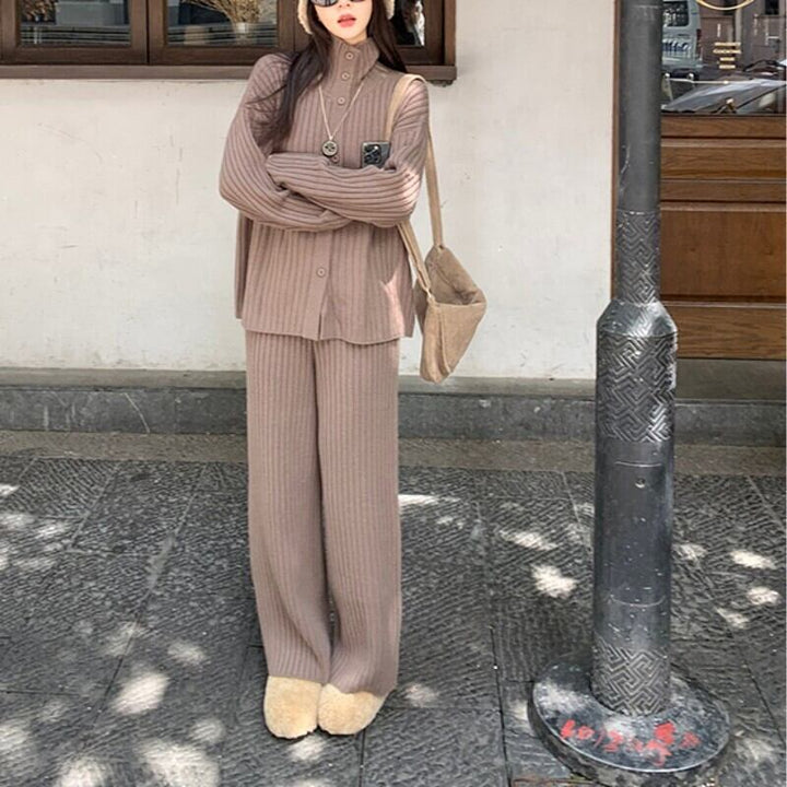 【set】ニットカーデ×ワイドパンツセット　M26892