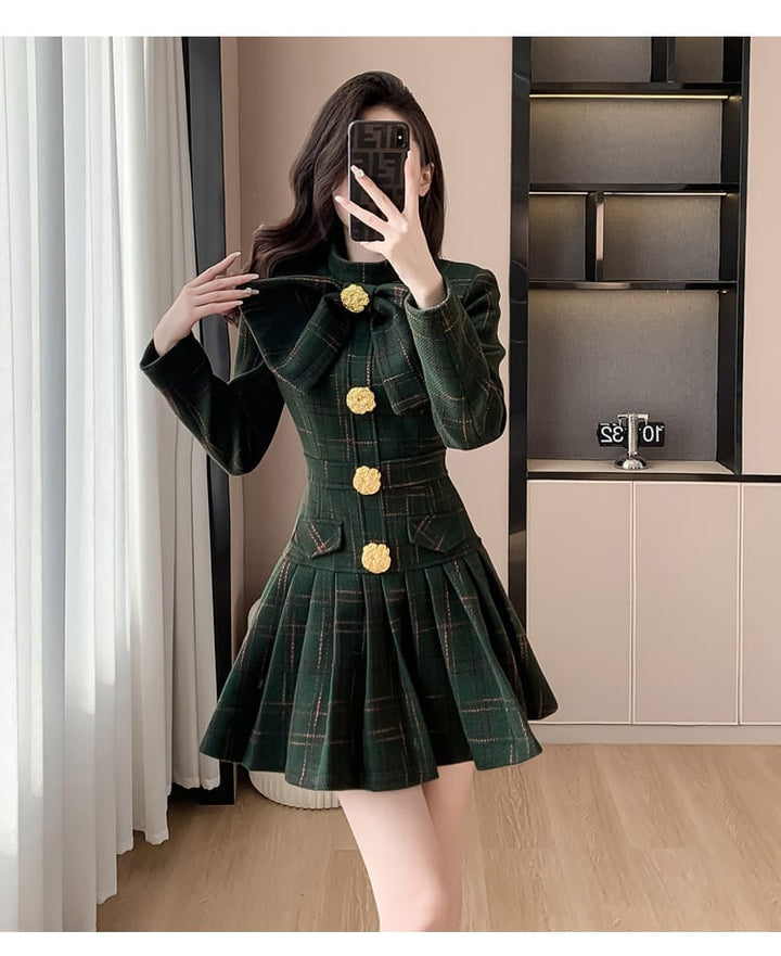 【dress】リボン付きラシャ生地ワンピース　M26550