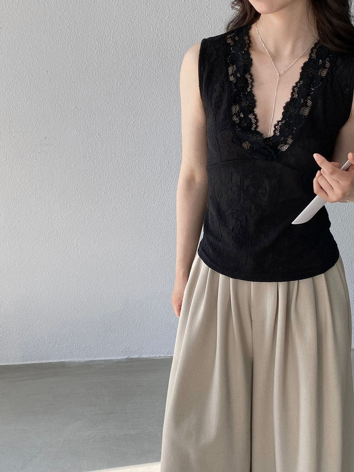 【tops】ノースリーブレーストップス Q8248