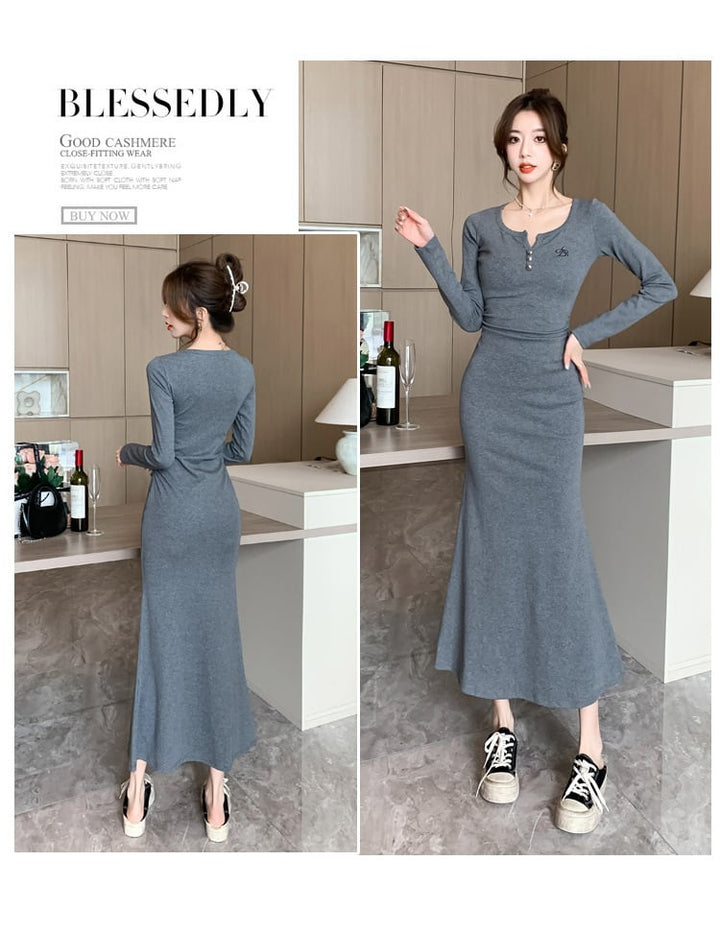 【dress】マーメイドVネックワンピース　M18284