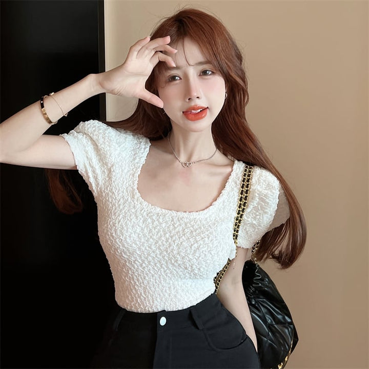 【tops】パフスリーブTシャツ　M25094