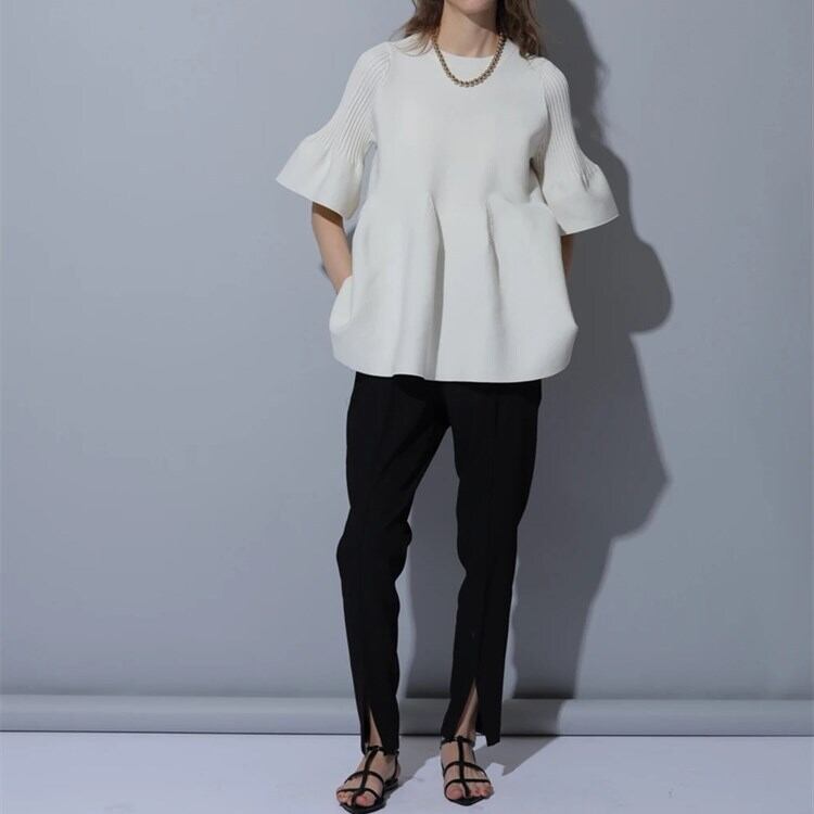 【tops】話題沸騰中人気アンブレラスリーブ着心地良いトップス　N-1649