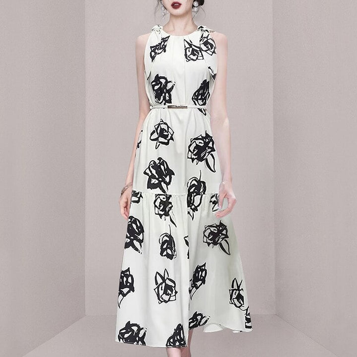 【dress】ノースリーブプリントワンピース　M23958