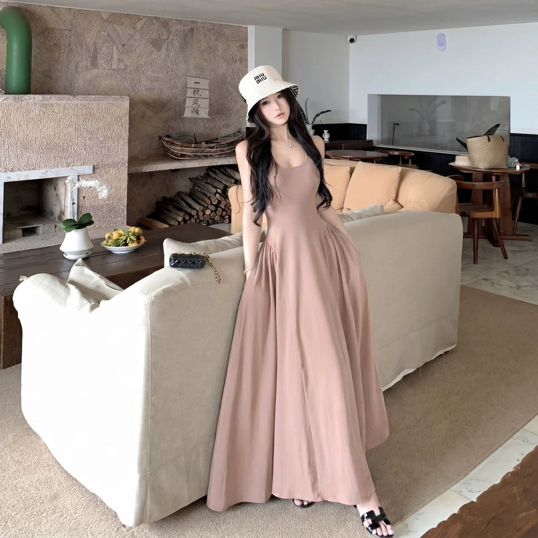 【dress】バックオーポンロングベストワンピース Q8498